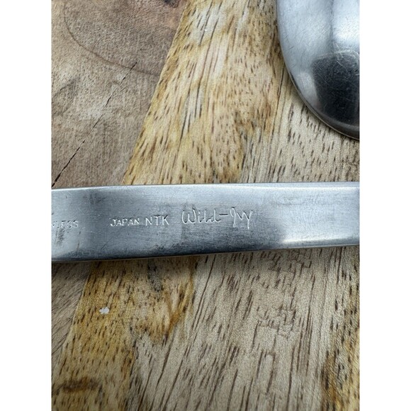 VTG Noritake Wild Ivy Stainless Steel Spoon 7in Flatware Japan 18/8 NTK Set Of 6 - Picture 5 of 6